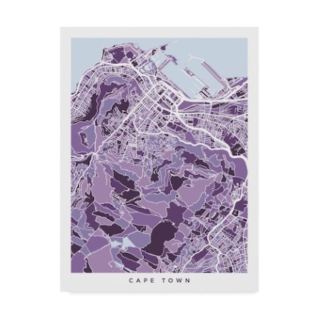 Michael Tompsett 'Cape Town South Africa City Street Map Purple' Canvas Art,35x47